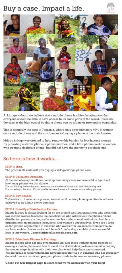 Kidogo Kidogo give-back model
