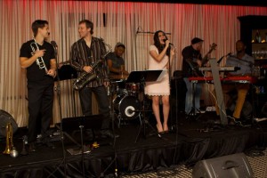 Catie Waters performing with her band